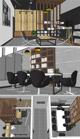 现代工作室创作室草图SU模型