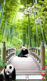 竹林熊猫玄关背景