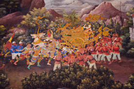 抽象手绘神话人物背景墙