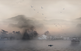 禅意山水画 大型抽象山水画