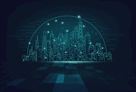 酷炫科技感城市光影背景