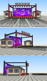 乡村大戏台舞台草图SU模型