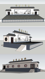 乡村戏台草图大师SU模型