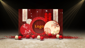 中式红色婚礼迎宾区