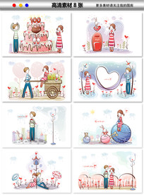 爱情卡通展板情人情侣结婚海报