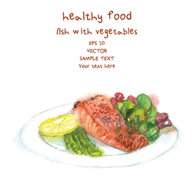 水彩手绘水果肉矢量