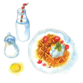 水彩手绘美式早餐