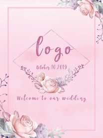 粉紫色主题森系水婚礼水牌迎宾牌