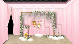 粉色森系婚礼迎宾区