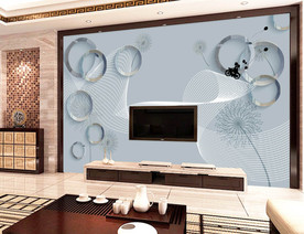 手绘花纹小清新现代简约电视背景