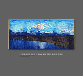 雪山油画