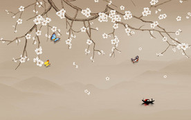 工笔花鸟背景墙