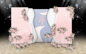 粉色婚礼迎宾区