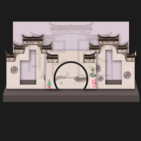 中式汉唐城墙婚礼舞台背景