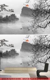 新中式禅意意境抽象水墨山水