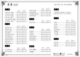 菜单 西餐 矢量  双面