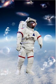 星球与宇航员太空吊顶背景墙壁画