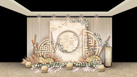 香槟色新中式婚礼迎宾区