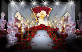 欧式红色婚礼仪式区