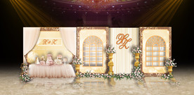 欧式香槟色婚礼迎宾区