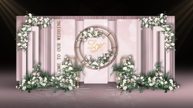 粉色婚礼迎宾区