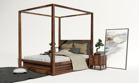 中式  高架床  床  画