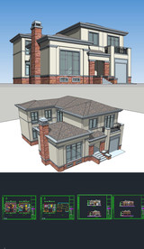 独栋别墅草图SU模型含CAD图