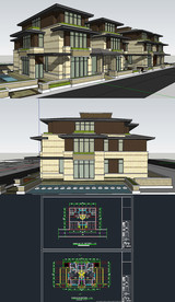 联排别墅草图SU模型含CAD图