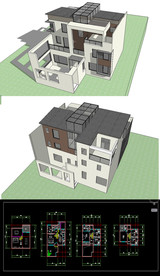 别墅草图大师SU模型含CAD图
