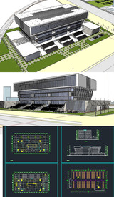 展览中心草图SU模型含CAD图