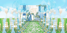 蓝白色大理石仪式区