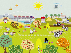 抽象油画卡通背景墙