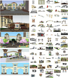 欧式小区大门建筑模型