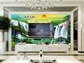 电视背景墙 壁画 电视墙 山水