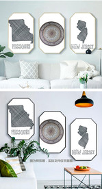 现代简约几何装饰画组合