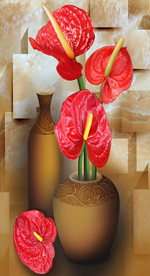 马蹄莲花瓶3D玄关背景