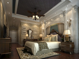 欧式卧室 混搭卧室 床 边柜