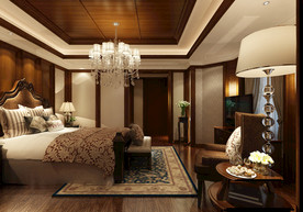 欧式卧室 混搭卧室 床 边柜