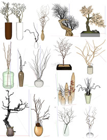 枯树树干盆景模型