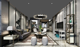 现代客厅  餐厅  灯  沙发