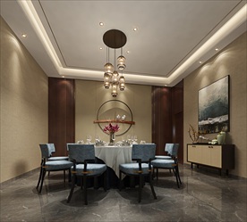酒店餐厅包间模型效果图