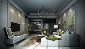 现代客厅 沙发 茶几 餐厅