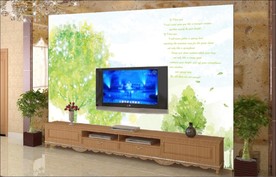 简约水墨油画艺术树电视背景墙