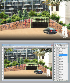 地下车库入口景观装饰效果图