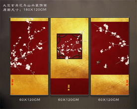 金箔画 现代玄关画 三联画