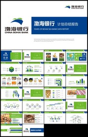 蓝绿创意渤海银行总结计划PPT