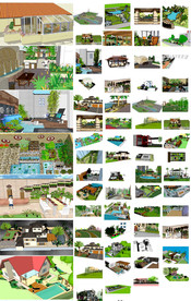 别墅庭院建筑模型