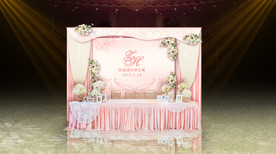 粉白色婚礼签到区