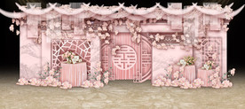 粉色新中式婚礼迎宾区
