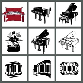 矢量手绘钢琴系列